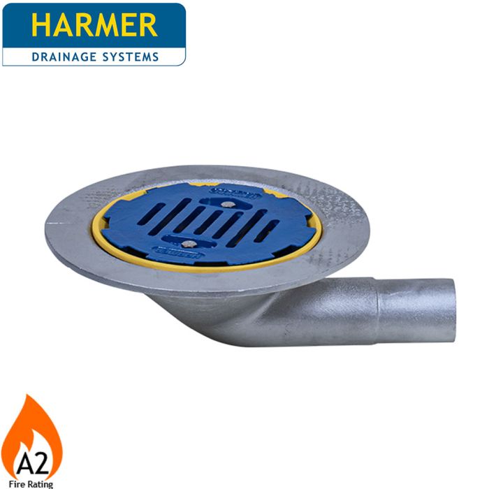 Harmer AV290F Aluminium Flat Grate Flat Roof Outlet with 90 Degree 50mm (2") Spigot