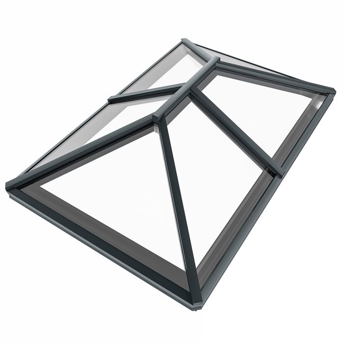 Rainclear roof lantern to suit finished external kerb size 3000 x 2000mm - 9910 Satin White internal &  7016M Anthracite Grey external frame with soft tone neutral double glazed glass