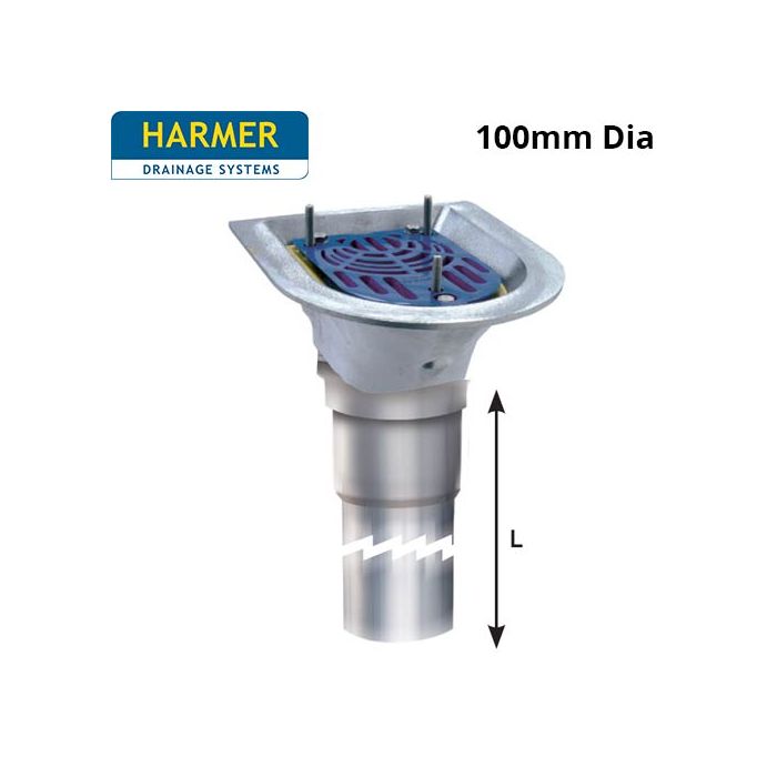 Harmer Aluminium Balcony Outlet with Extended Spigot - 100mm Dia
