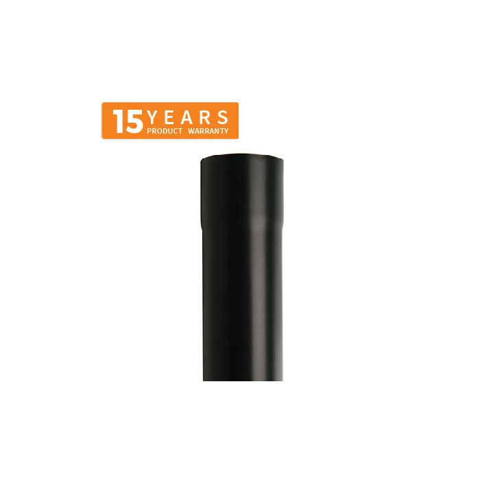 100mm Black Coated Galvanised Steel Downpipe 3m Length - 15 years Product Warranty