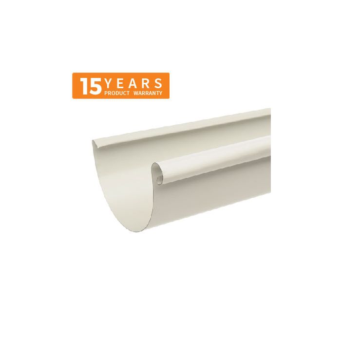 115mm Half Round Grey White Galvanised Steel Gutter 3m Length - 15 years Product Warranty