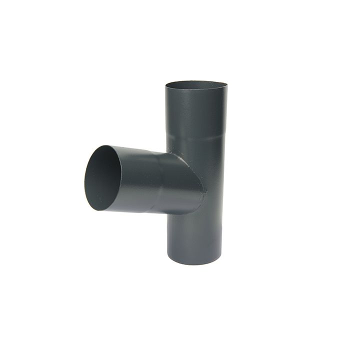 100mm Anthracite Grey Galvanised Steel Downpipe 70degree Branch