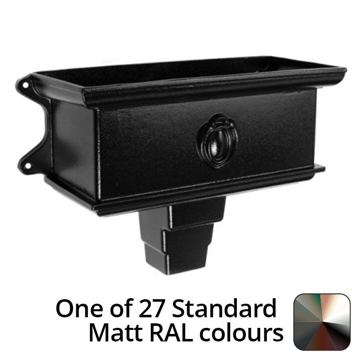 75 x 75mm (3"x3") Cast Aluminium Ornamental Hopper (with motif) - 410 x 190 x 180mm - One of 26 Standard Matt RAL colours TBC