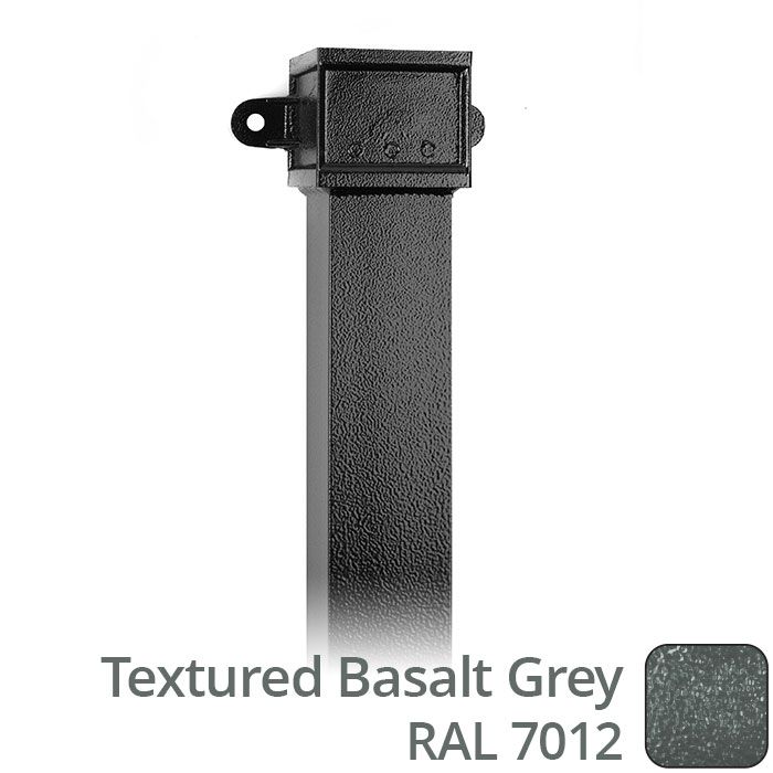 100 x 75mm (4"x3") x 1m Cast Aluminium Downpipe with Eared Socket - Textured 7012 Basalt Grey
