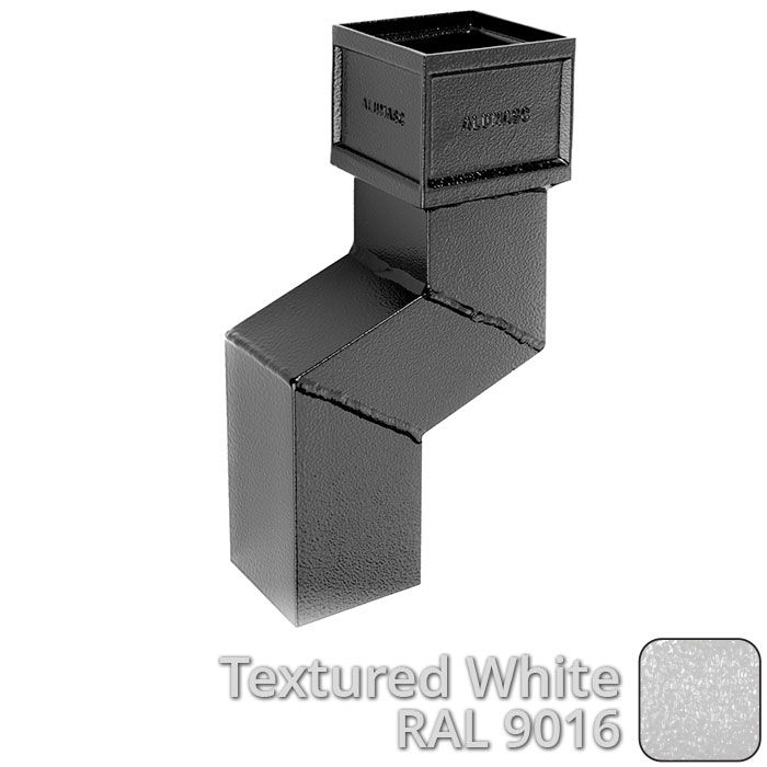 75 x 75mm (3"x3") Cast Aluminium Downpipe 75mm Offset - Textured 9016 White