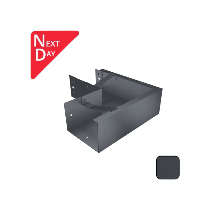 125x100mm Aluminium Joggle Box 90 Degree External Gutter Angle - RAL 7016M Anthracite Grey 