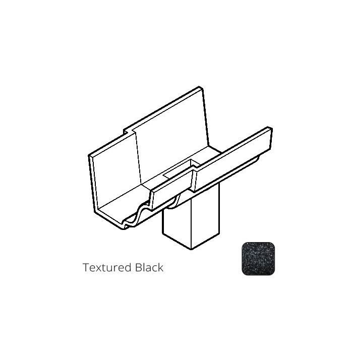 75x75 (3x3") square outlet Cast Aluminium 125x100mm (5x4") Moulded Gutter Running Outlet - Single Spigot - Textured Black 