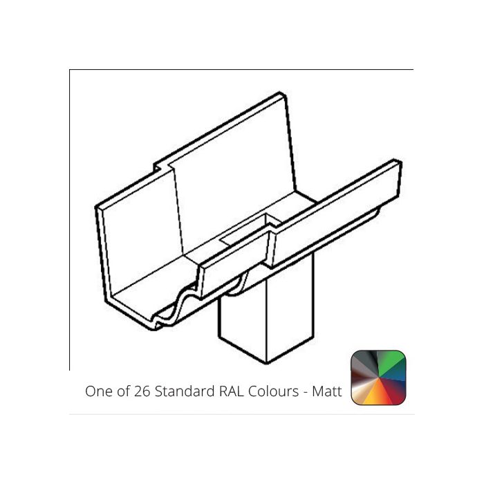 75x75 (3x3") square outlet Cast Aluminium 150x100mm (6"x4")  Moulded Gutter Running Outlet - Single Spigot - One of 26 Standard RAL colours - Matt 