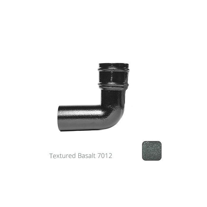76mm (3") Cast Aluminium Downpipe 90 Degree Bend without Ears - Textured Basalt Grey RAL 7012 - from Rainclear Systems