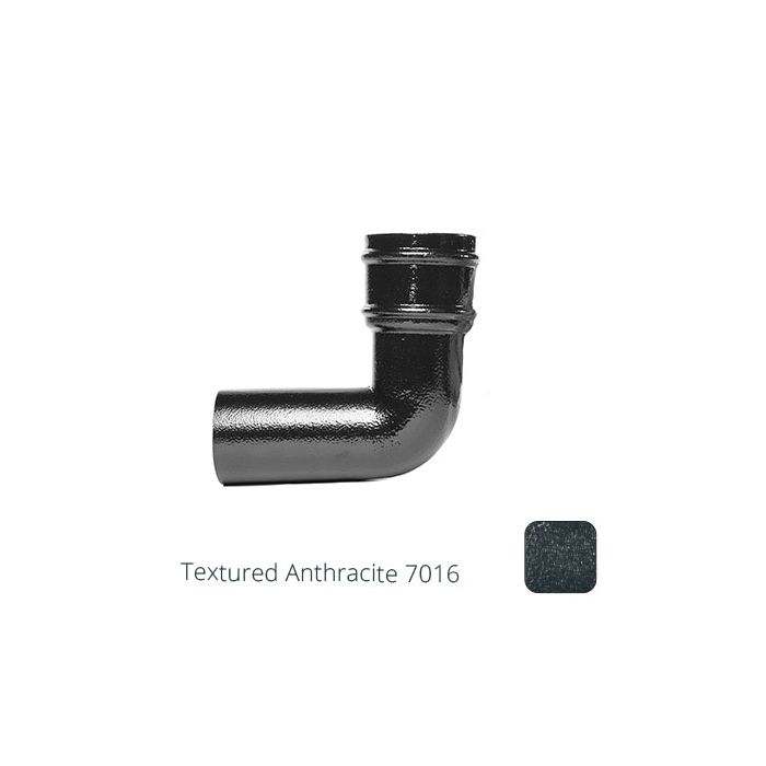76mm (3") Cast Aluminium Downpipe 90 Degree Bend without Ears - Textured Anthracite Grey RAL 7016