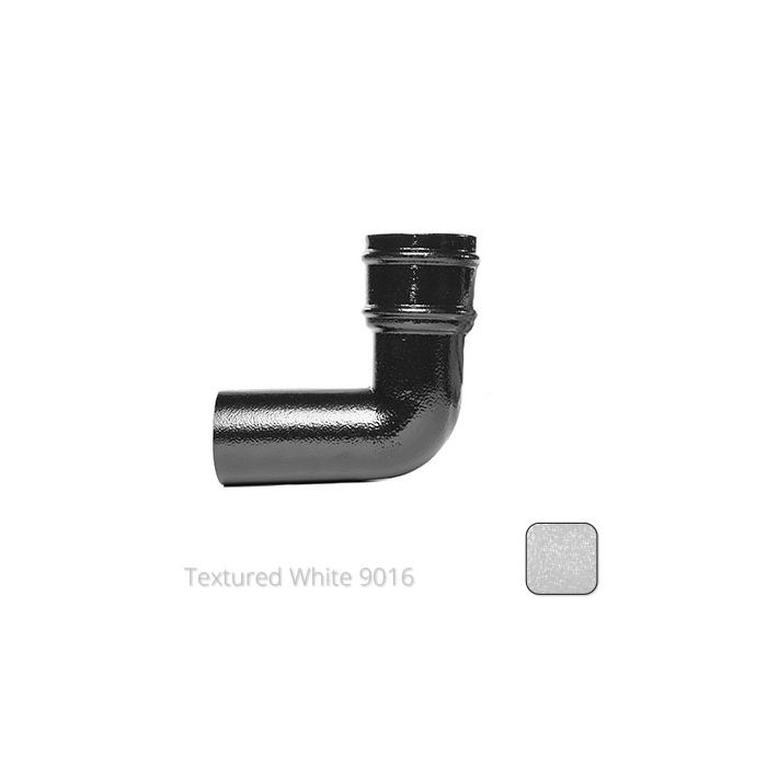 76mm (3") Cast Aluminium Downpipe 90 Degree Bend without Ears - Textured Traffic White RAL 9016