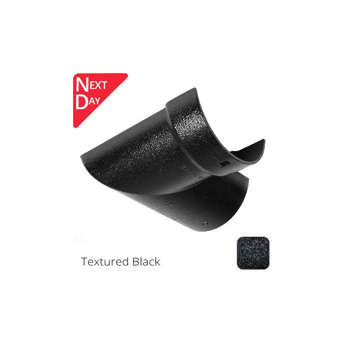 115mm (4.5") Half Round Cast Aluminium Gutter 90 Internal Angle - Textured Black