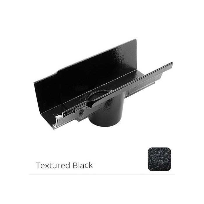 100 x 75mm (4"x3") Moulded Ogee Cast Aluminium 63mm Gutter Outlet - Textured Black