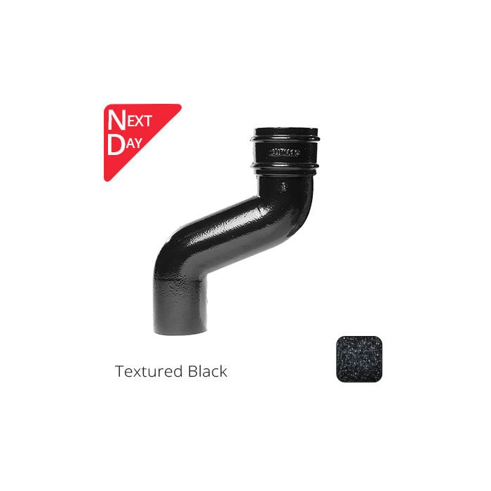 76mm (3") Cast Aluminium Downpipe 75mm Offset - Textured Black