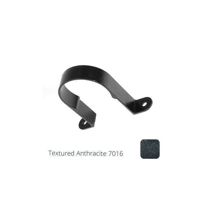 76mm (3") Aluminium Downpipe Fixing Clip - Textured Anthracite Grey RAL 7016 