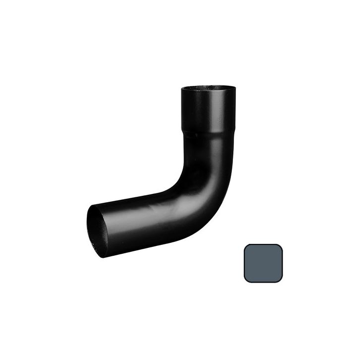63mm (2.5") Swaged Aluminium Downpipe 90 Degree Bend without Ears - RAL 7016m Anthracite Grey