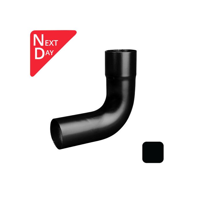 76mm (3") Swaged Aluminium Downpipe 90 Degree Bend without Ears - RAL 9005m Matt Black