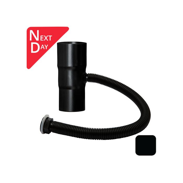 76mm (3") Swaged Aluminium Rainwater Divertors - RAL 9005M Matt Black  -  From Rainclear Systems -  for next day delivery from stock