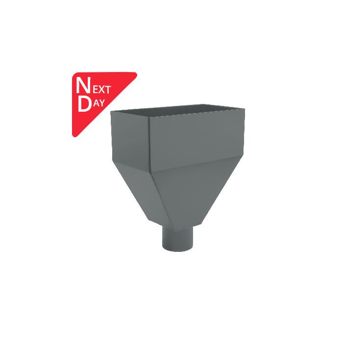 280mm Aluminium Neptune Hopper Head with 76mm (3") Outlet - RAL 7016m Anthracite Grey
