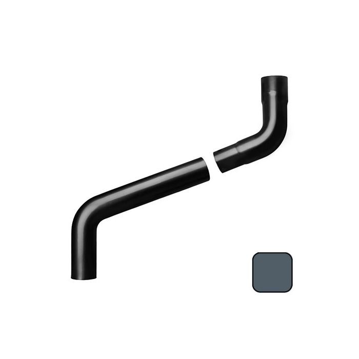 63mm (2.5") Swaged Aluminium Downpipe 750mm (max) Adjustable Offset - RAL 7016M Anthracite Grey 