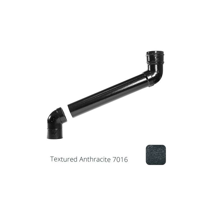 63mm (2.5") Cast Aluminium Downpipe 700mm (max) Adjustable Offset - Textured Anthracite Grey RAL 7016 