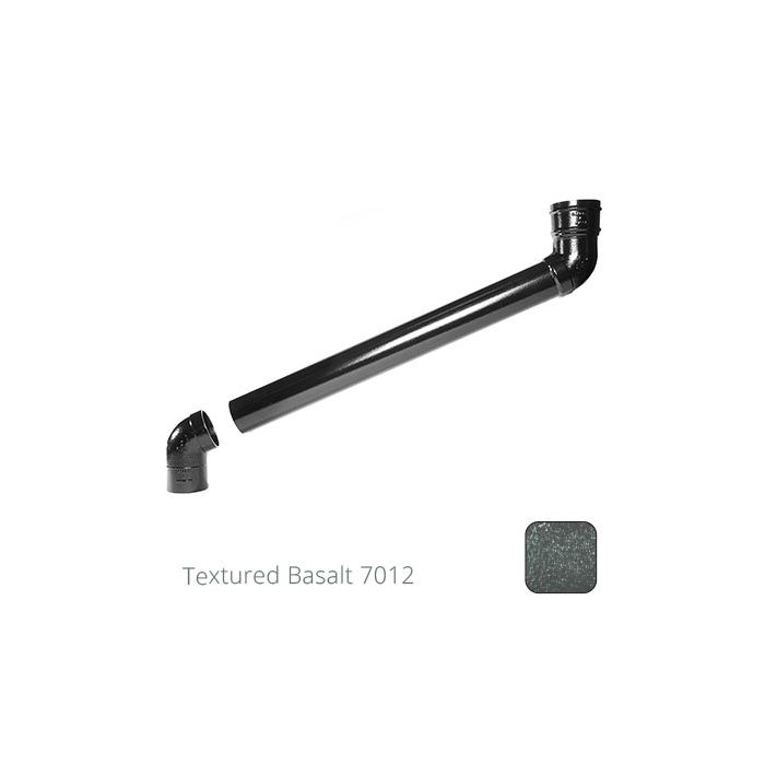 76mm (3") Cast Aluminium Downpipe 400mm (max) Adjustable Offset - Textured Basalt Grey RAL 7012 - from Rainclear Systems