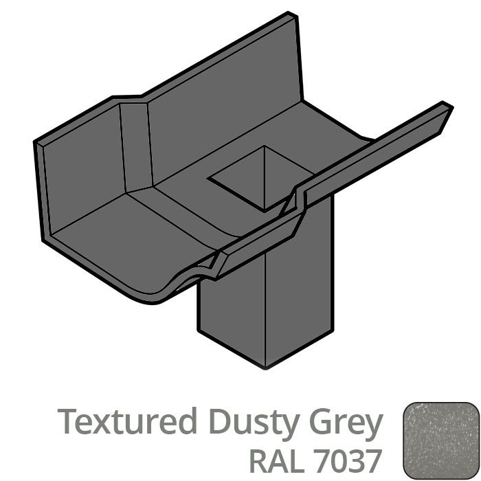75x75m (3x3") square outlet Cast Aluminium Victorian Ogee 115mm (4.5") Gutter Running Outlet - Single Spigot/Socket - Textured 7037 Agate 