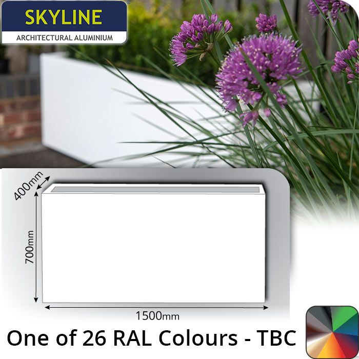 Skyline Aluminium Planter 400w x 700h x 1.5m - One of 26 Standard Matt RAL colours TBC - Buy online from Rainclear Systems