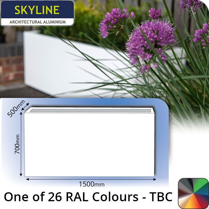 Skyline Aluminium Planter 500w x 700h x 1.5m - One of 26 Standard Matt RAL colours TBC - Buy online from Rainclear Systems
