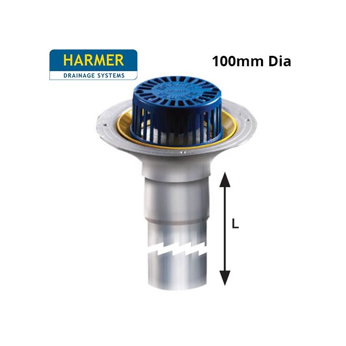 Harmer Aluminium AV400 Vertical Outlet - Domed Grate - Extended Spigot - 100mm Dia