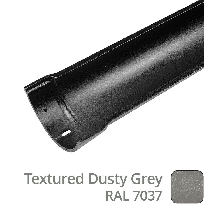 115mm (4.5") Beaded Half Round Cast Aluminium Gutter Length - 0.61m - Textured Dusty Grey RAL 7037 