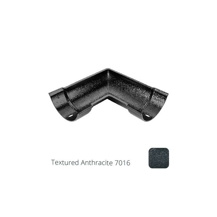 115mm (4.5") Beaded Half Round Cast Aluminium 90 degree Combined Gutter Angle - Textured Anthracite Grey RAL 7016
