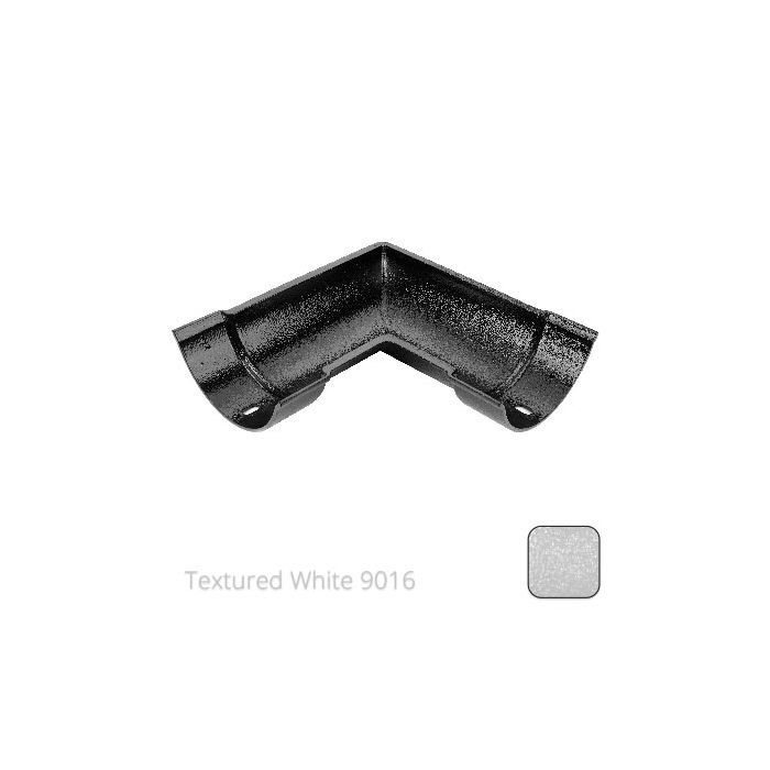 115mm (4.5") Beaded Half Round Cast Aluminium 90 degree Combined Gutter Angle - Textured Traffic White RAL 9016