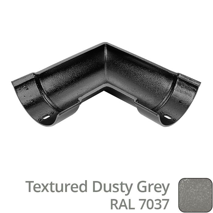 115mm (4.5") Beaded Half Round Cast Aluminium 90 degree Combined Gutter Angle - Textured Dusty Grey RAL 7037 
