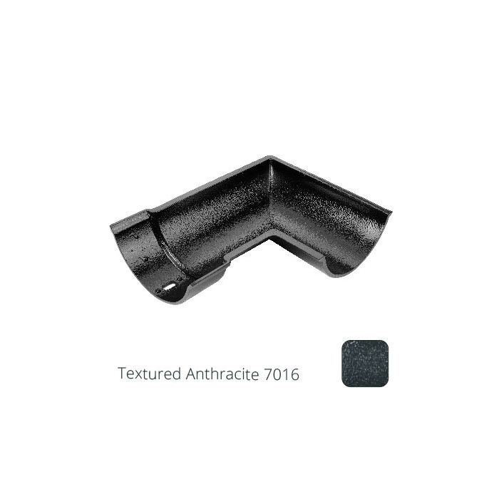 115mm (4.5") Beaded Half Round Cast Aluminium 90 degree Internal Gutter Angle - Textured Anthracite Grey RAL 7016