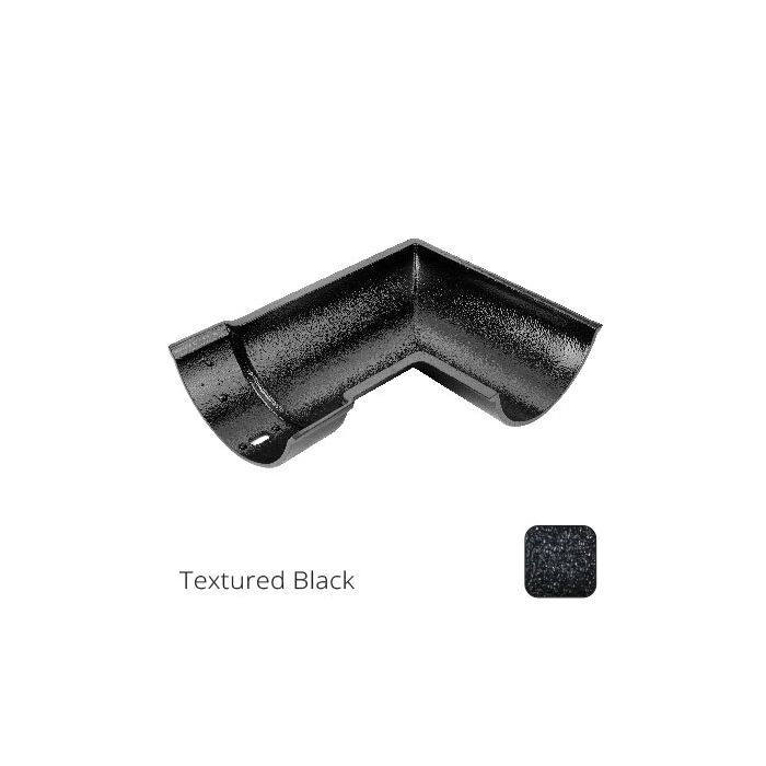 115mm (4.5") Beaded Half Round Cast Aluminium 90 degree Internal Gutter Angle - Textured Black