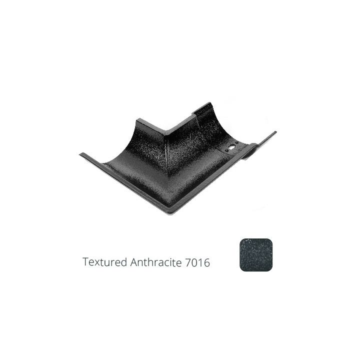 115mm (4.5") Beaded Half Round Cast Aluminium 135 degree Internal Gutter Angle - Textured Anthracite Grey RAL 7016