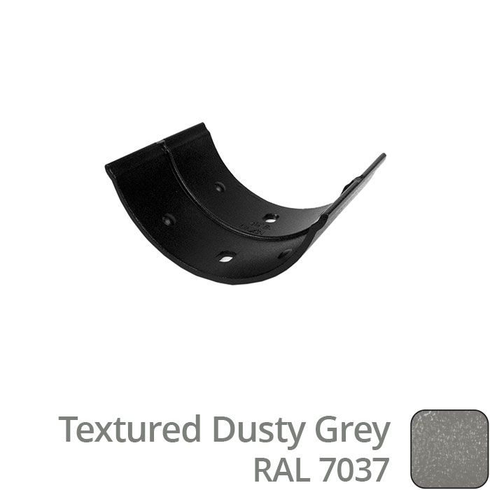 115mm (4.5") Beaded Half Round Cast Aluminium Gutter Union Clip - Textured Dusty Grey RAL 7037