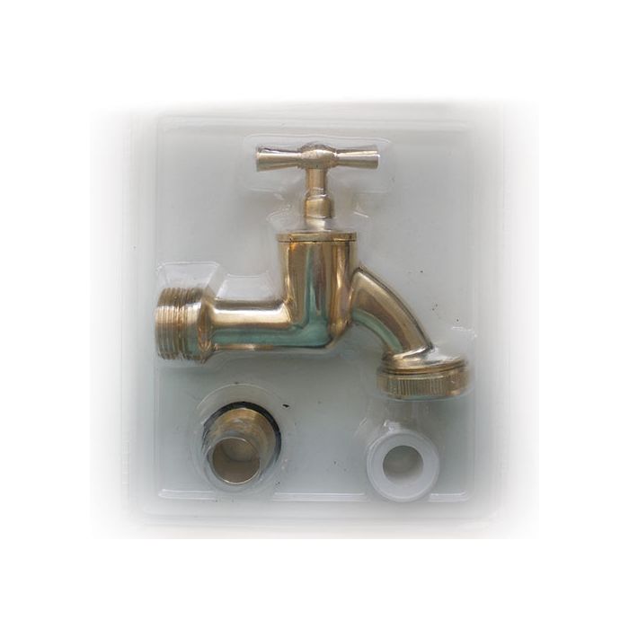 Brass bib tap 3/4" BSP replacement kit with hose-tail and PTFE tape