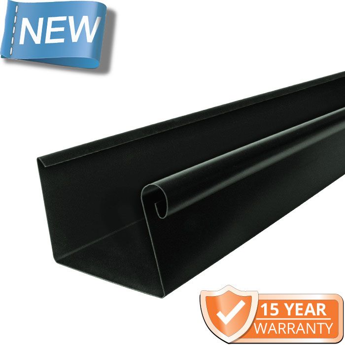 120x75mm Box Profile Black Coated Galvanised Steel Gutter - 3m Length