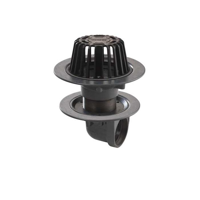 Harmer C490T/D - 4"BSP Thread Cast Iron Double Flange 90deg Outlet with Dome Grate