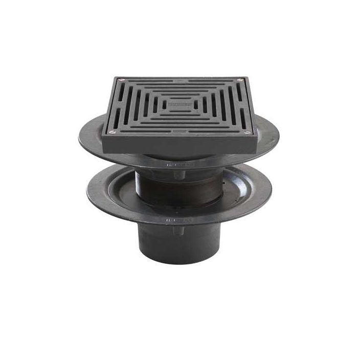 Harmer C600LT/DS - Large Sump 6"BSP Thread Cast Iron Double Flange Vertical Outlet with Flat Square Grate