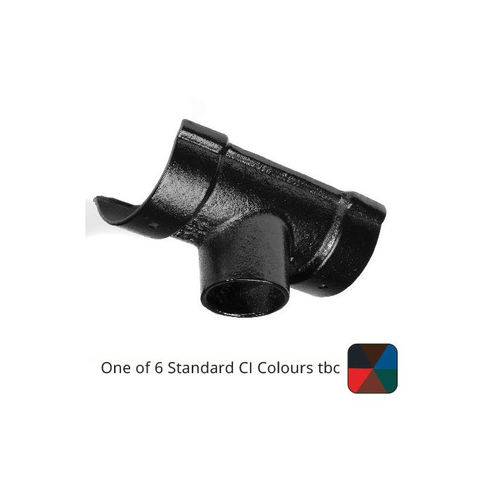 115mm (4.5") Beaded Half Round Cast Iron 75mm (3") Gutter Outlet - One of 6 CI Standard RAL Colours TBC

