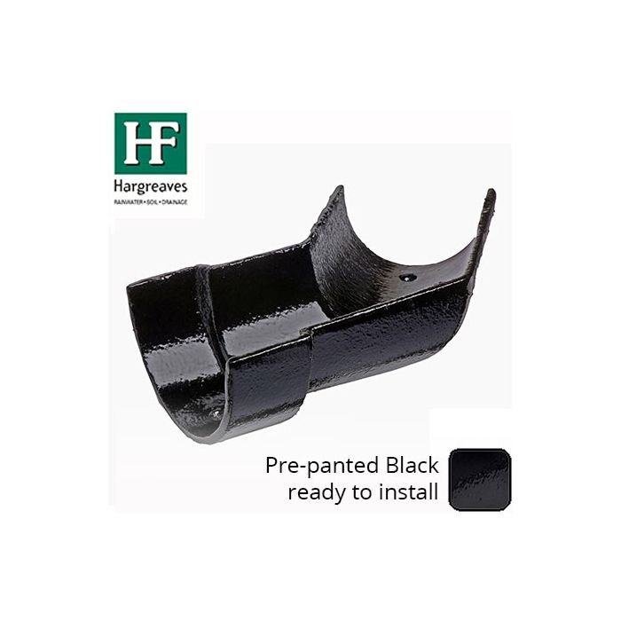 100x75mm Painted Cast Iron LH Deep Half-Round 135 Degree Angle  - Black