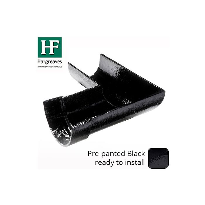 100x75mm Painted Cast Iron LH Deep Half-Round 90 Degree Angle  - Black