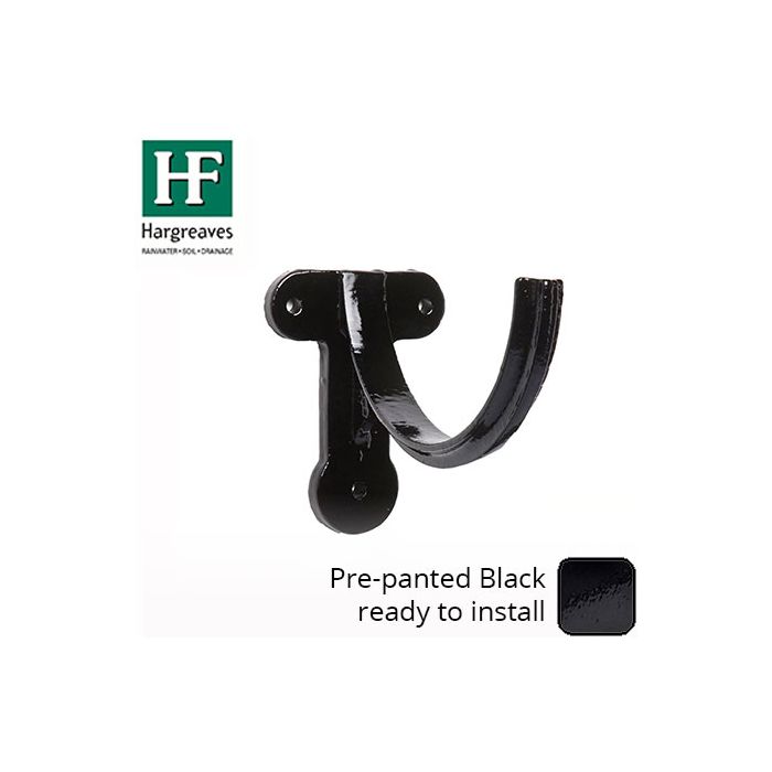 100x75mm Painted Cast Iron Deep Half-Round Fascia Bracket - Black