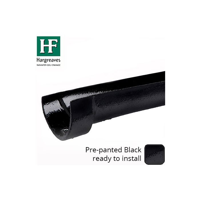100 x 75mm Painted Cast Iron Deep Half-Round Gutter - 1.83m (6ft)- Black