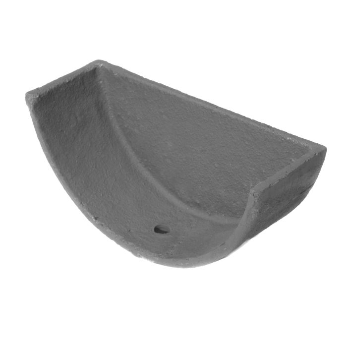100mm (4") Half Round Cast Iron External Stop End - Primed
