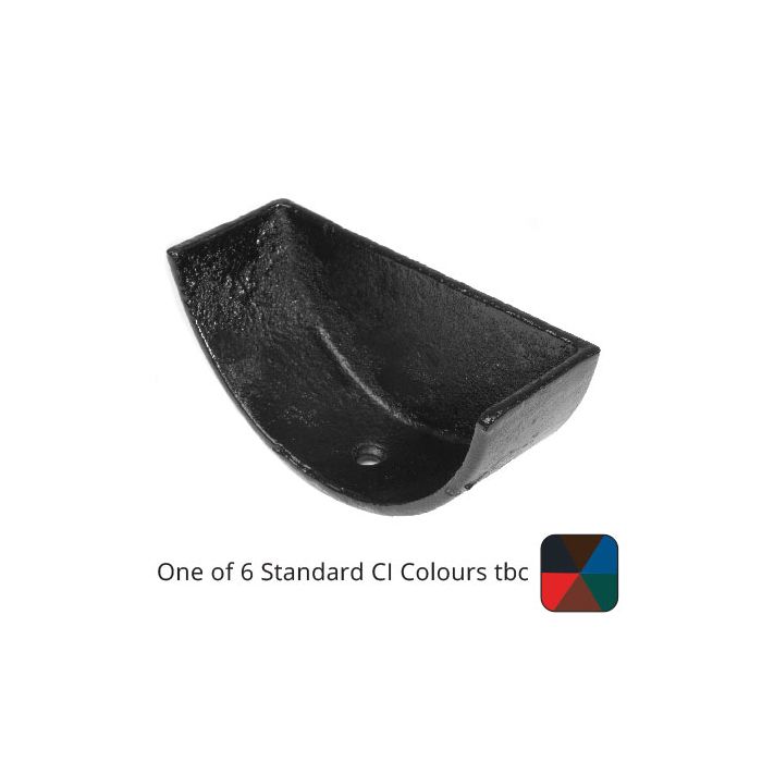 100mm (4") Half Round Cast Iron External Stop End - One of 6 CI Standard RAL Colours TBC