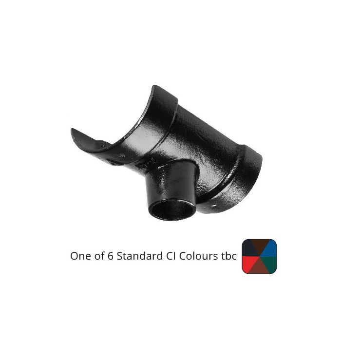 150mm (6") Half Round Cast Iron 75mm (3") Gutter Outlet - One of 6 CI Standard RAL Colours TBC
